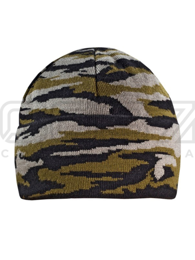 Шапка вязаная Winter 2-х нитка с отворотом цв.кмф. зелёный тк.акрил